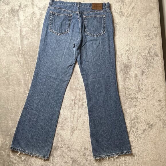 Calvin Klein Jeans Women 13 Blue Denim Double Stone Wash Flare Preppy ZJ065196S - Picture 2 of 8